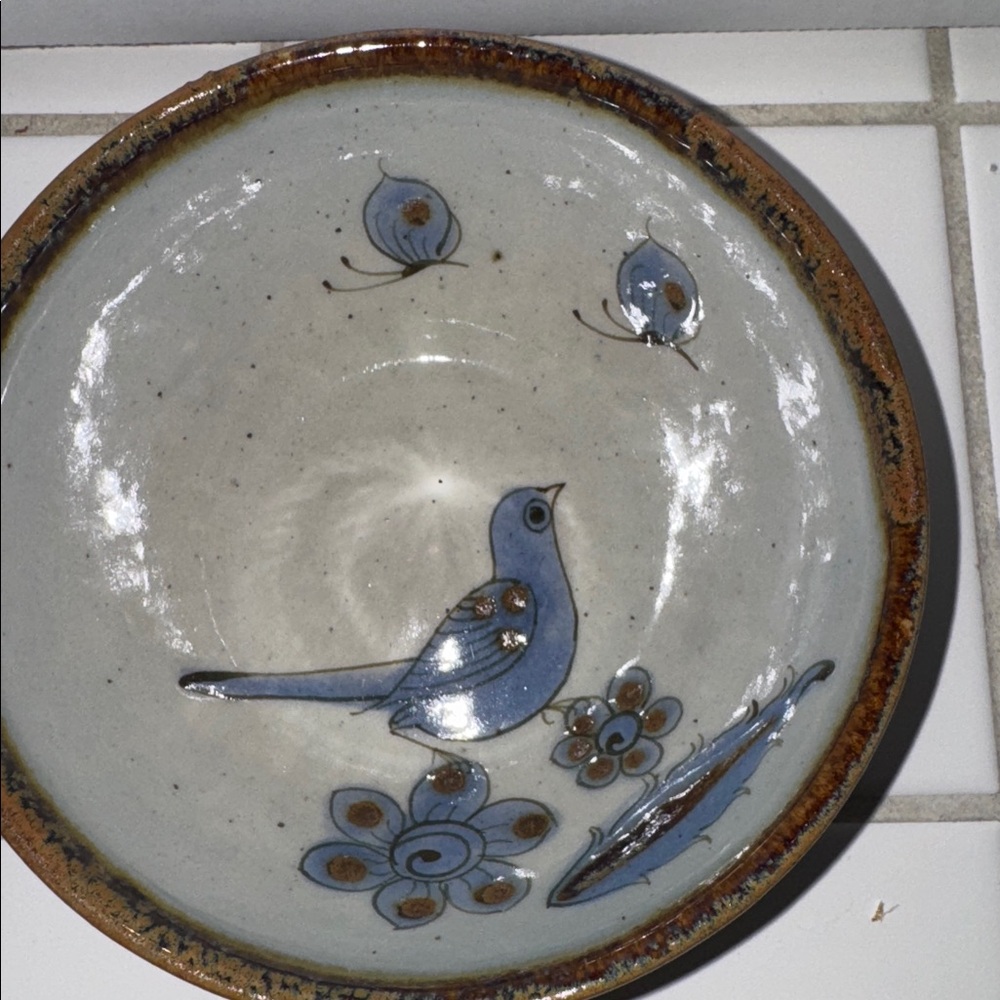 Ken Edwards Mexican TONALA POTTERY El Palomar 6.5” cereal bowl #6 🐈‍⬛